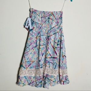 NWT Roxy mini dress multicolored strapless
